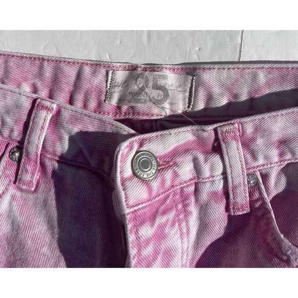We The Free Womens Cropped Raw Hem Distressed Jeans Pink Size 25 - Picture 2 of 5